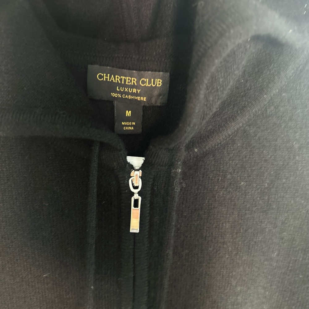 Charter Club Luxury Cashmere Women's Black Hoodie Size M - Picture 4 of 6